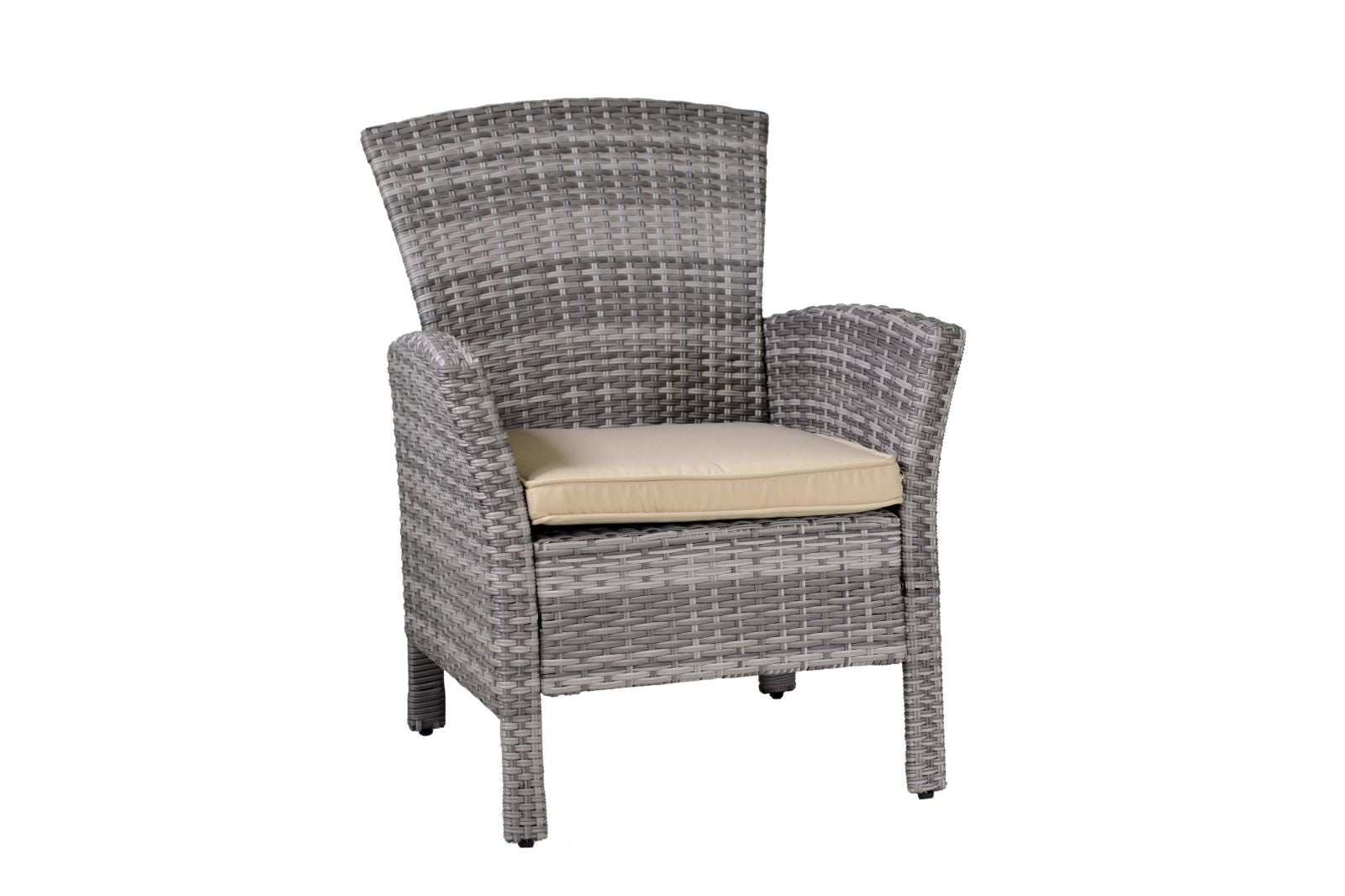 SALOTTO DA GIARDINO AMALIA IN POLYRATTAN GRIGIO CON CUSCINI INCLUSI