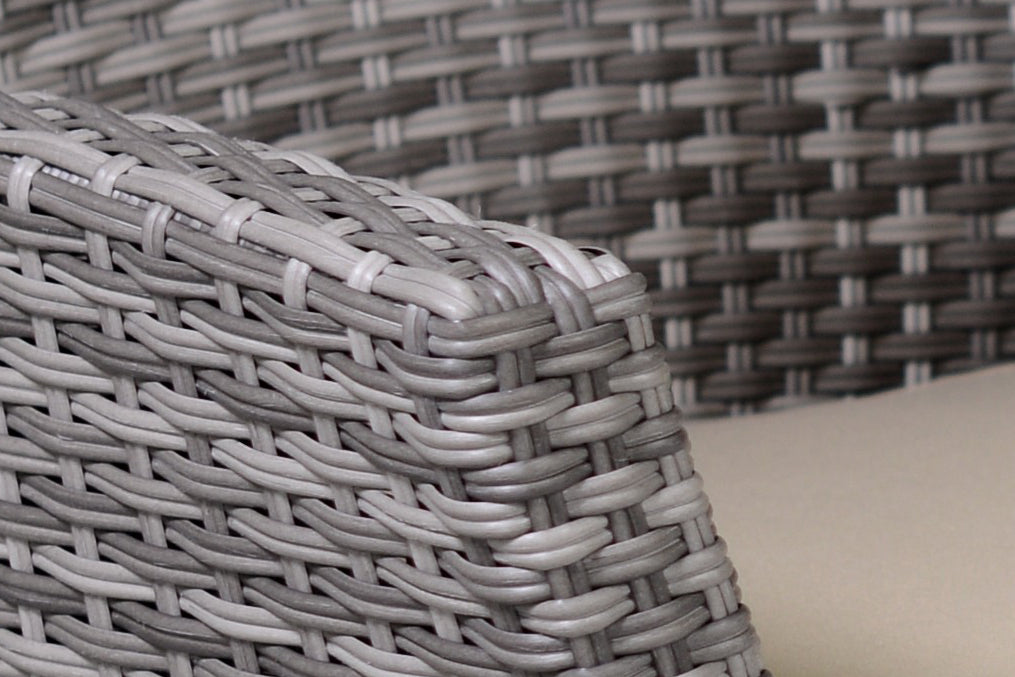 SALOTTO DA GIARDINO AMALIA IN POLYRATTAN GRIGIO CON CUSCINI INCLUSI