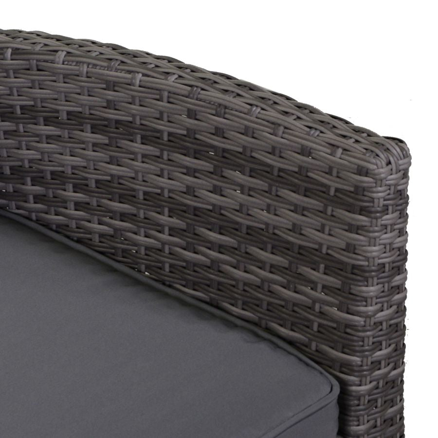 SALOTTO DA GIARDINO TULSA IN POLYRATTAN GRIGIO CON TAVOLO + BAULE CUSCINI INCLUSI