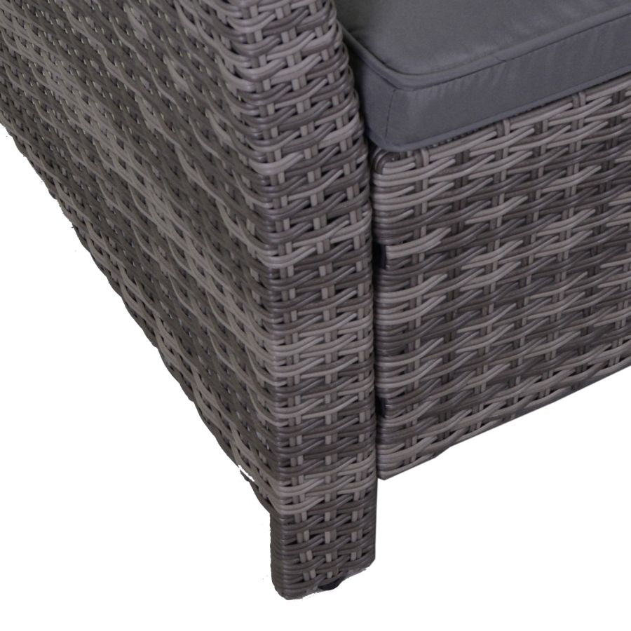 SALOTTO DA GIARDINO TULSA IN POLYRATTAN GRIGIO CON TAVOLO + BAULE CUSCINI INCLUSI