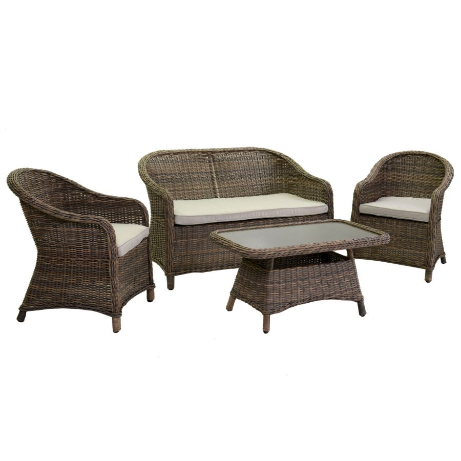 SALOTTO DA GIARDINO IN POLYRATTAN BALTIMORA GRIGIO CON CUSCINI