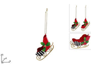 Appendi Slitta in Latta Rosso e Oro H5xP4xL9cm Assortito Peraga Christmas