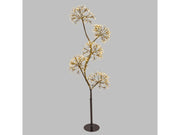Albero Ramo 120cm 5 Sfere D20cm 1200 Microled Bianco Caldo Marrone Peraga Christmas