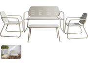 Set Giardino con 2 Sedie 1 Panchina e 1 Tavolino Ecru PERAGA HOME