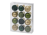 Palla in vetro verde e oro D4 confezione 12 palline EDG