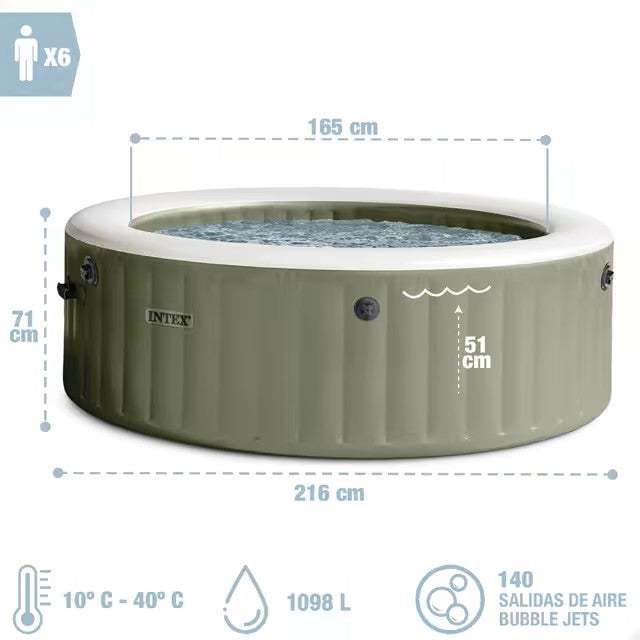 Intex Spa Idromassaggio PureSpa Bubble Massage 6 posti Verde Oliva