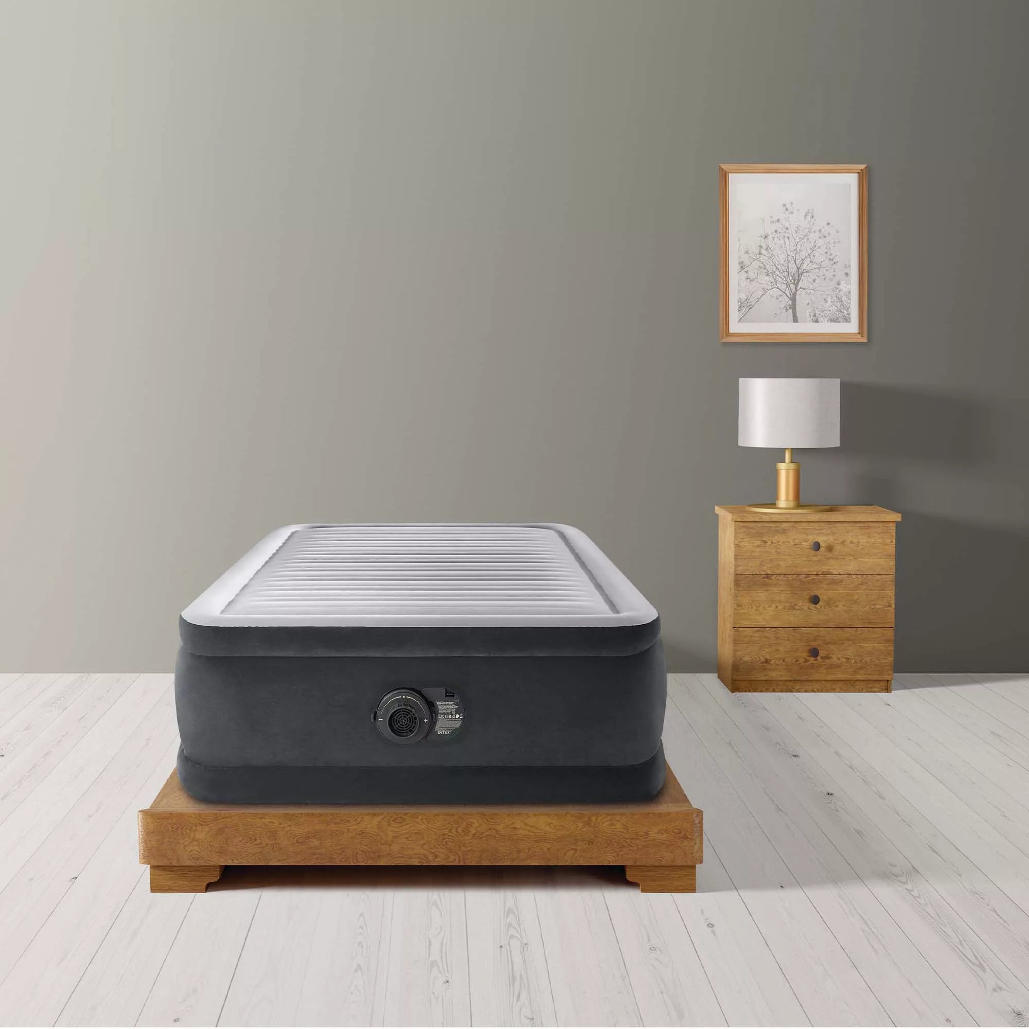 Materasso Gonfiabile Dura-Beam Comfort-Plush Elevated 99x191x46cm Grigio Chiaro Intex