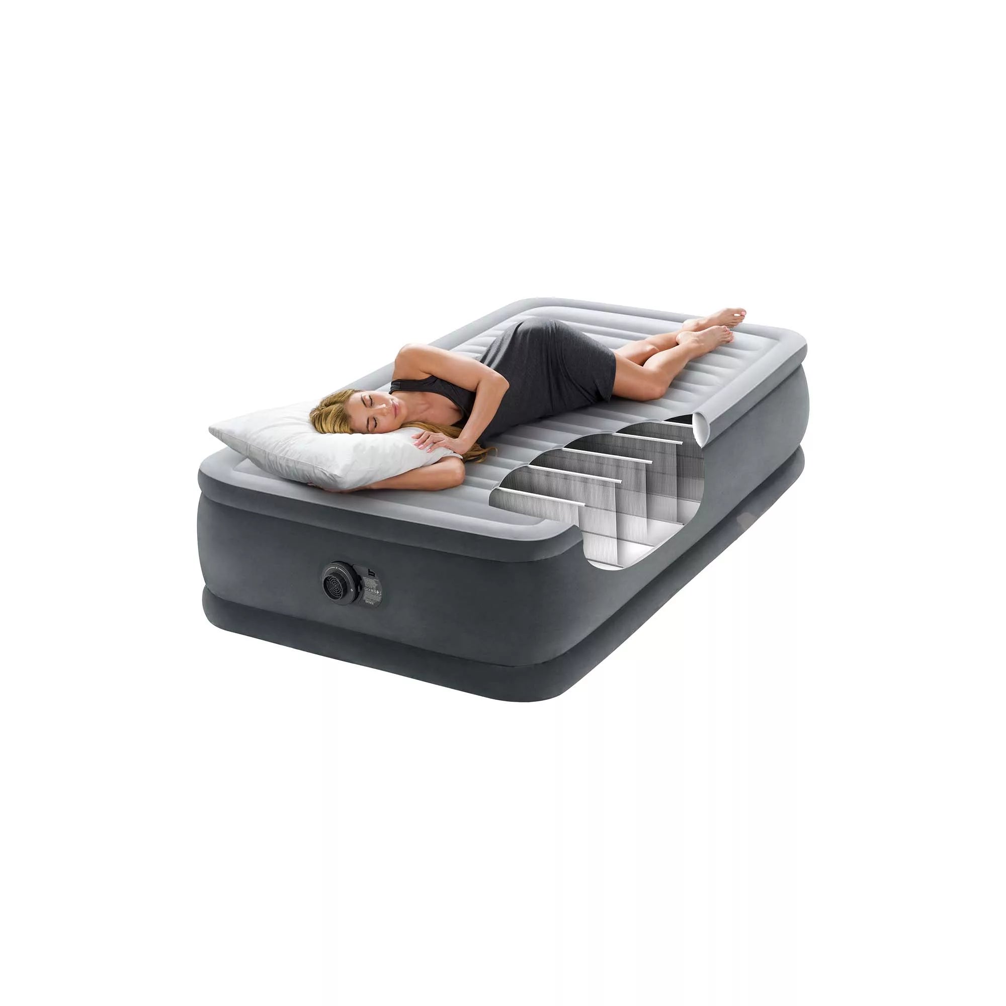 Materasso Gonfiabile Dura-Beam Comfort-Plush Elevated 99x191x46cm Grigio Chiaro Intex