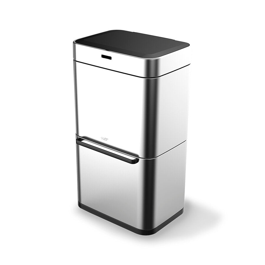 BIDONE SENSORE NO-TOUCH 80L CON DOPPIO CONTENITORE E PIEDINI ARGENTO