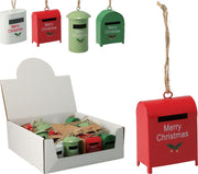 decorazione natalizia appendibile Cassetta Postale Natalizia 6cm modello assortito Rosso/Verde/Bianco