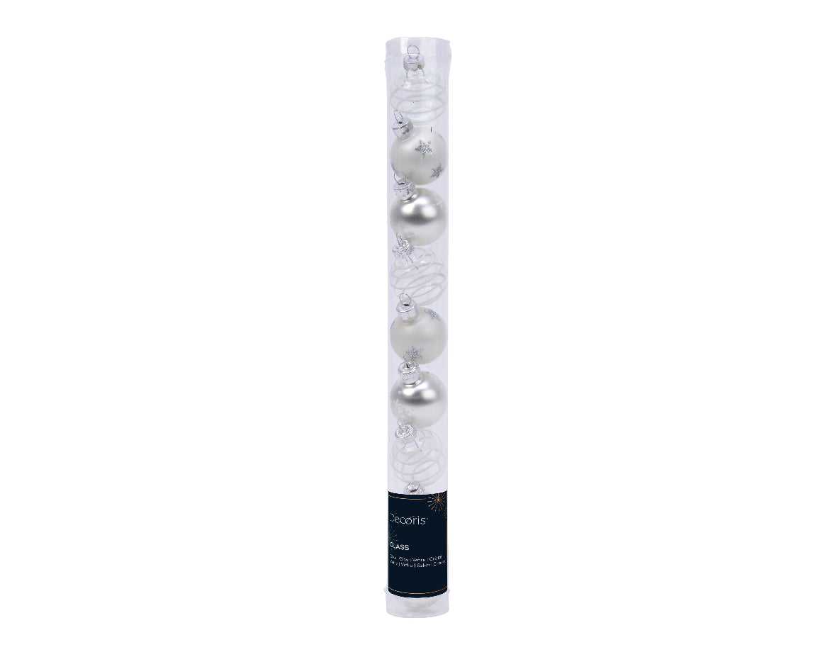 9 PALLINE DI NATALE D.3CM BIANCO/ARGENTO