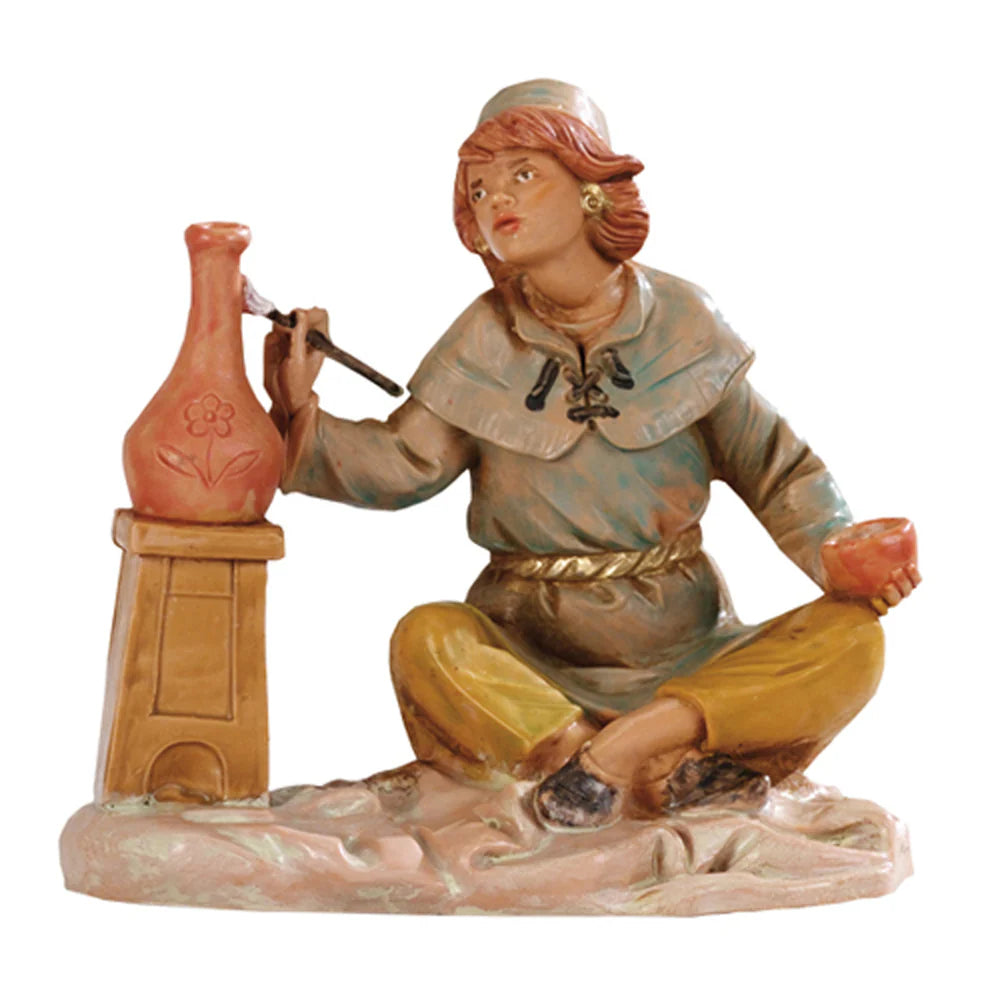 STATUETTA PITTORE 12CM IN RESINA PER PRESEPE