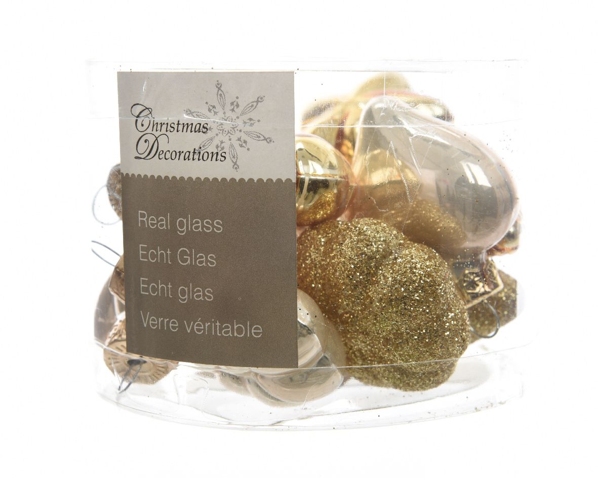 12 DECORAZIONI NATALIZIE APPENDIBILI ORO MIX ASSORTITE