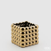 VASO CUBO SFERE H12X13,5X13,5CM ORO