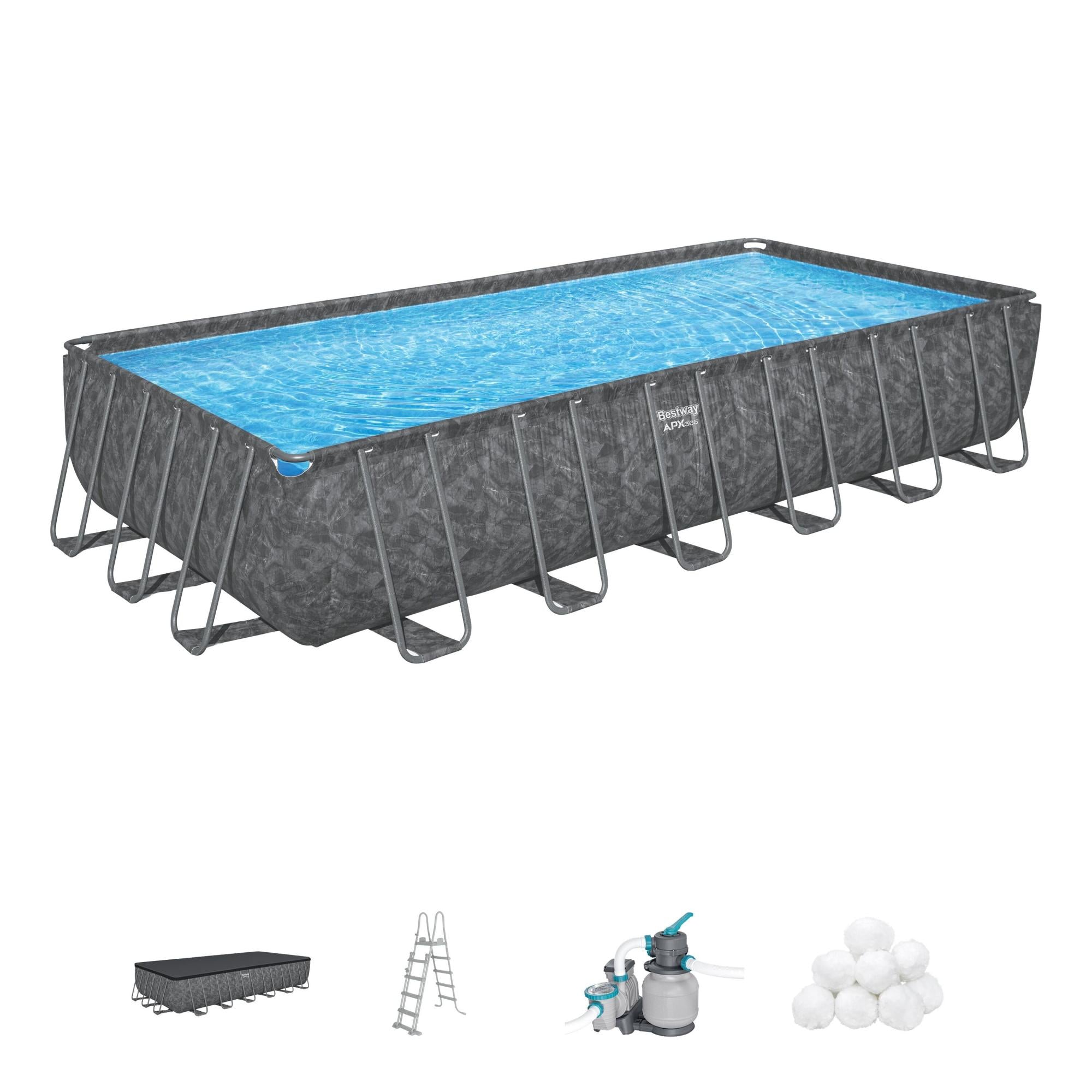 Piscina APX 365 732x366xH132 cm Effetto Marmo Scuro Bestway