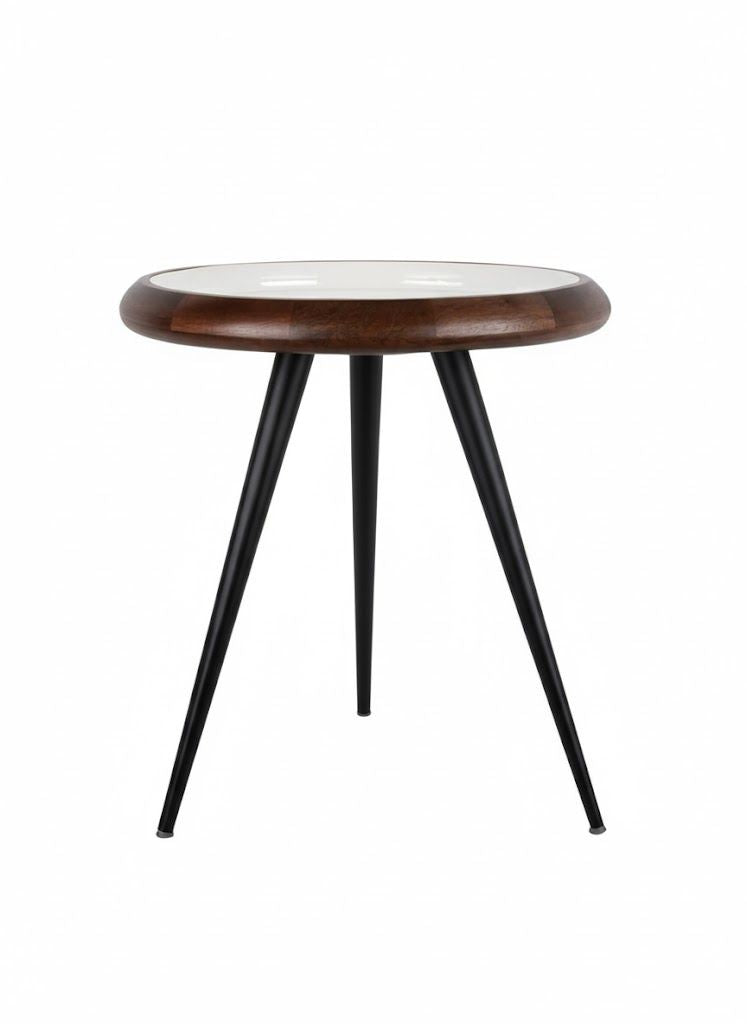 Tavolino Tripod 52x52x59 cm Noce Caldo e Avorio