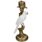 CANDELABRO DECORATIVO CON PAPPAGALLO BIANCO E ORO 10x9x25.5