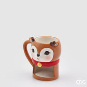 TAZZA IN CERAMICA RENNA CON PORTABISCOTTI 10XH12CM