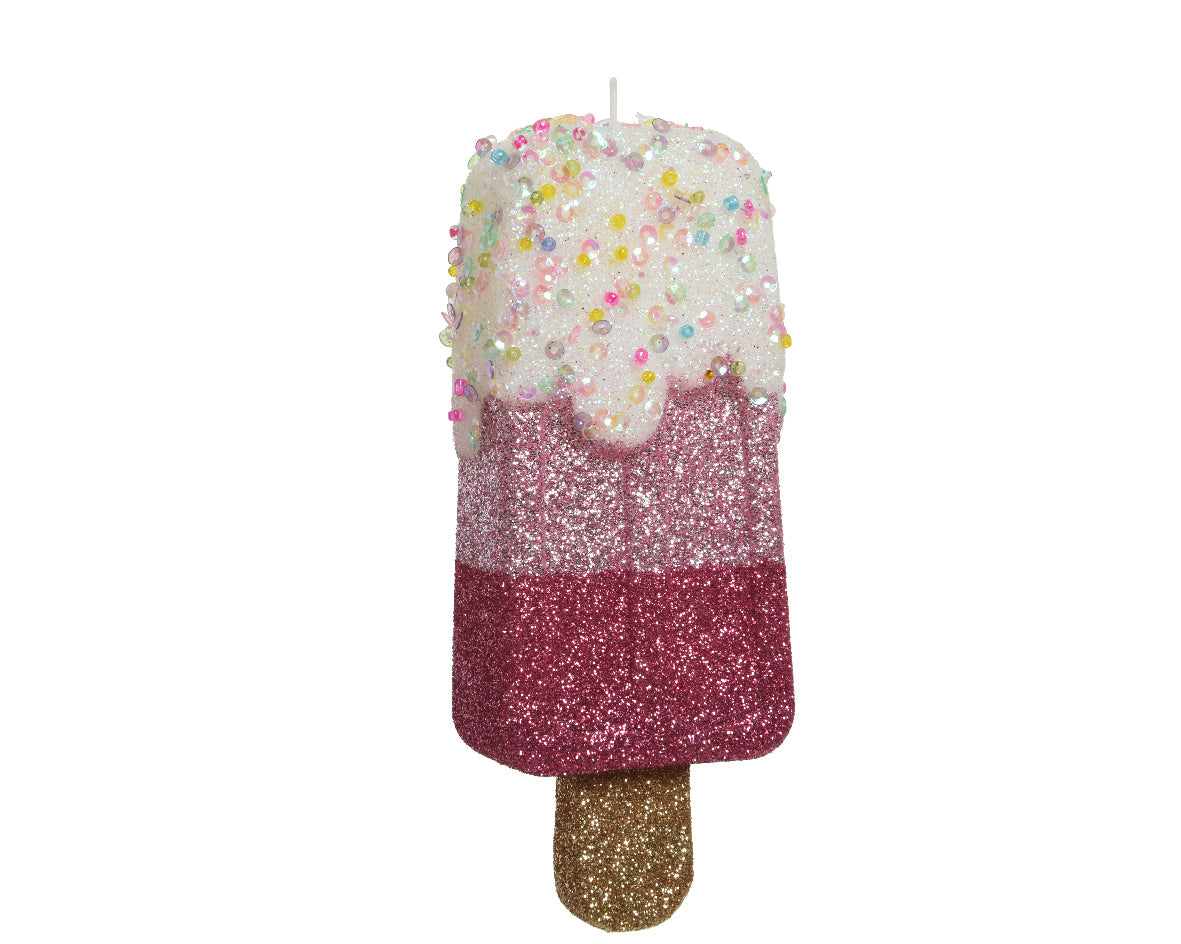 DECORAZIONE APPENDIBILE GELATO CON GLITTER E PAILLETTES NATALIZIO