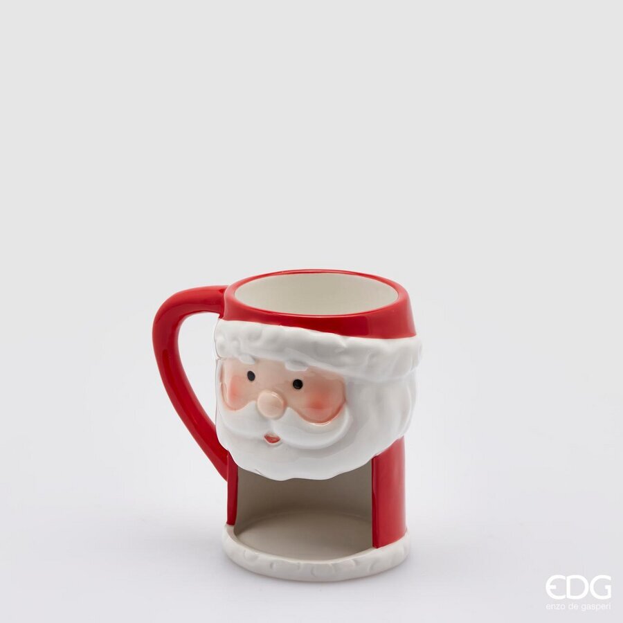 TAZZA IN CERAMICA BABBO NATALE CON PORTABISCOTTI 10XH12CM