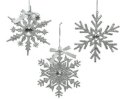 OFFERTA 3 FIOCCHI DI NEVE ARGENTO GLITTER ASSORTITO 15X0,5CM