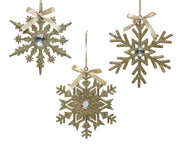 OFFERTA 3 FIOCCHI DI NEVE ORO GLITTER ASSORTITO 15X0,5CM