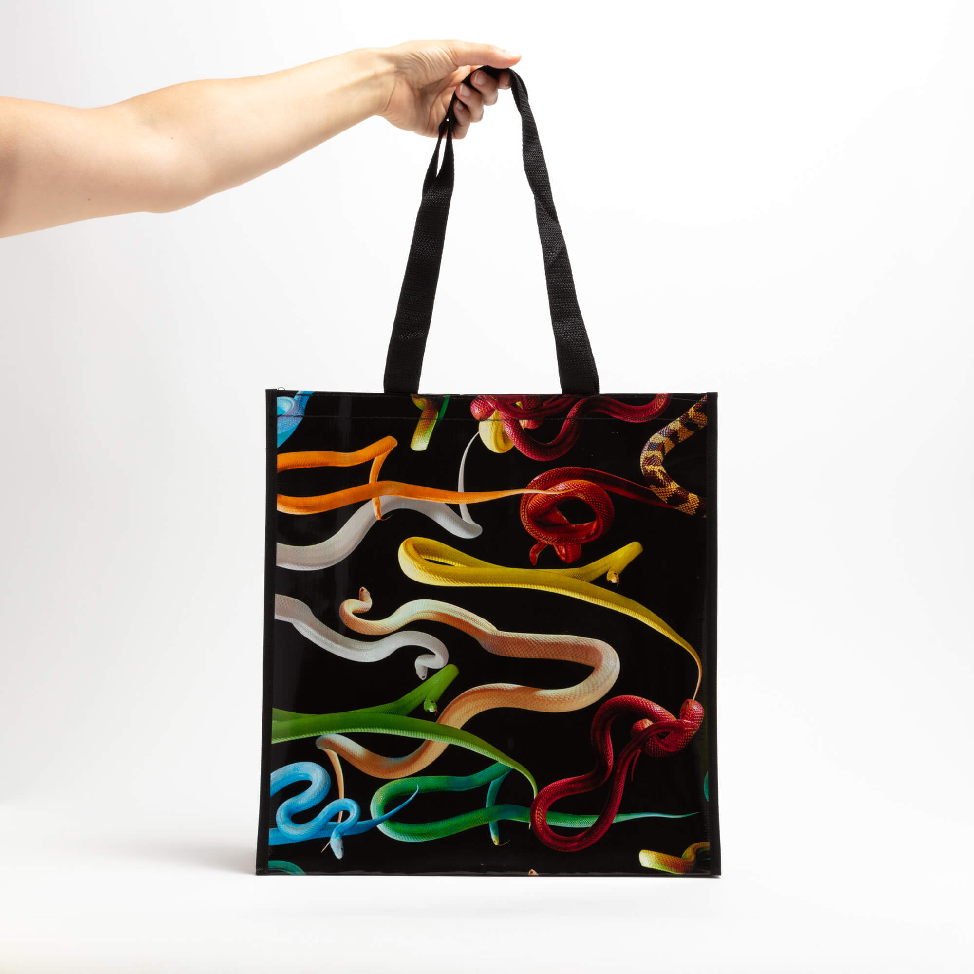 Shopper Bag Big Snakes 40x42x13,5 cm Nero Multicolore SELETTI