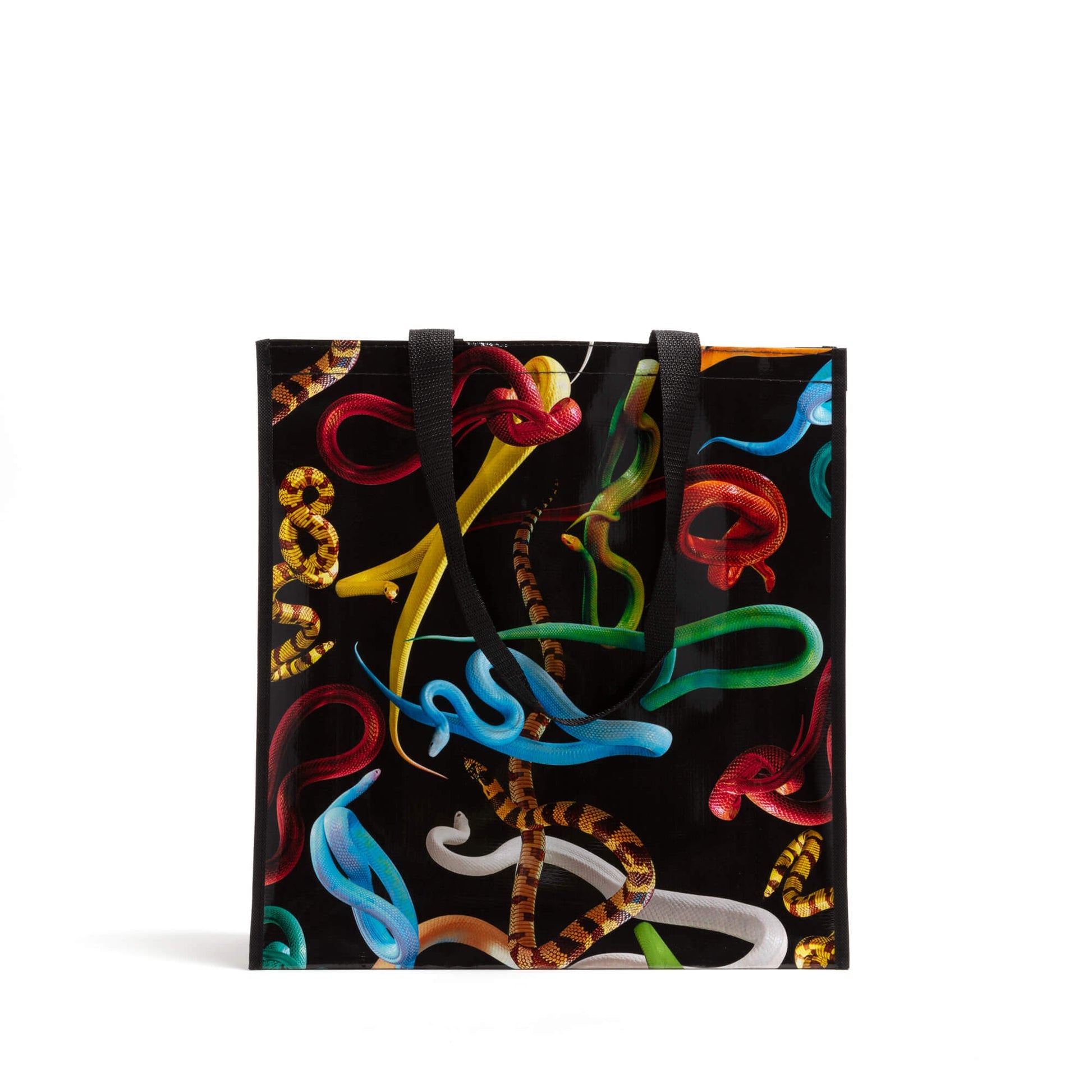 Shopper Bag Big Snakes 40x42x13,5 cm Nero Multicolore SELETTI