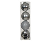 Confezione 4 palline di natale Miste Argento 14cm