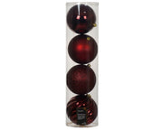 Confezione 4 palline di natale Miste Rosso Scuro 14cm