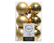 12 PALLINE DI NATALE 6 CM COLOR ORO CHIARO OPACO/LUCIDO