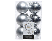 12 PALLINE 6 CM ARGENTO OPACO / LUCIDO
