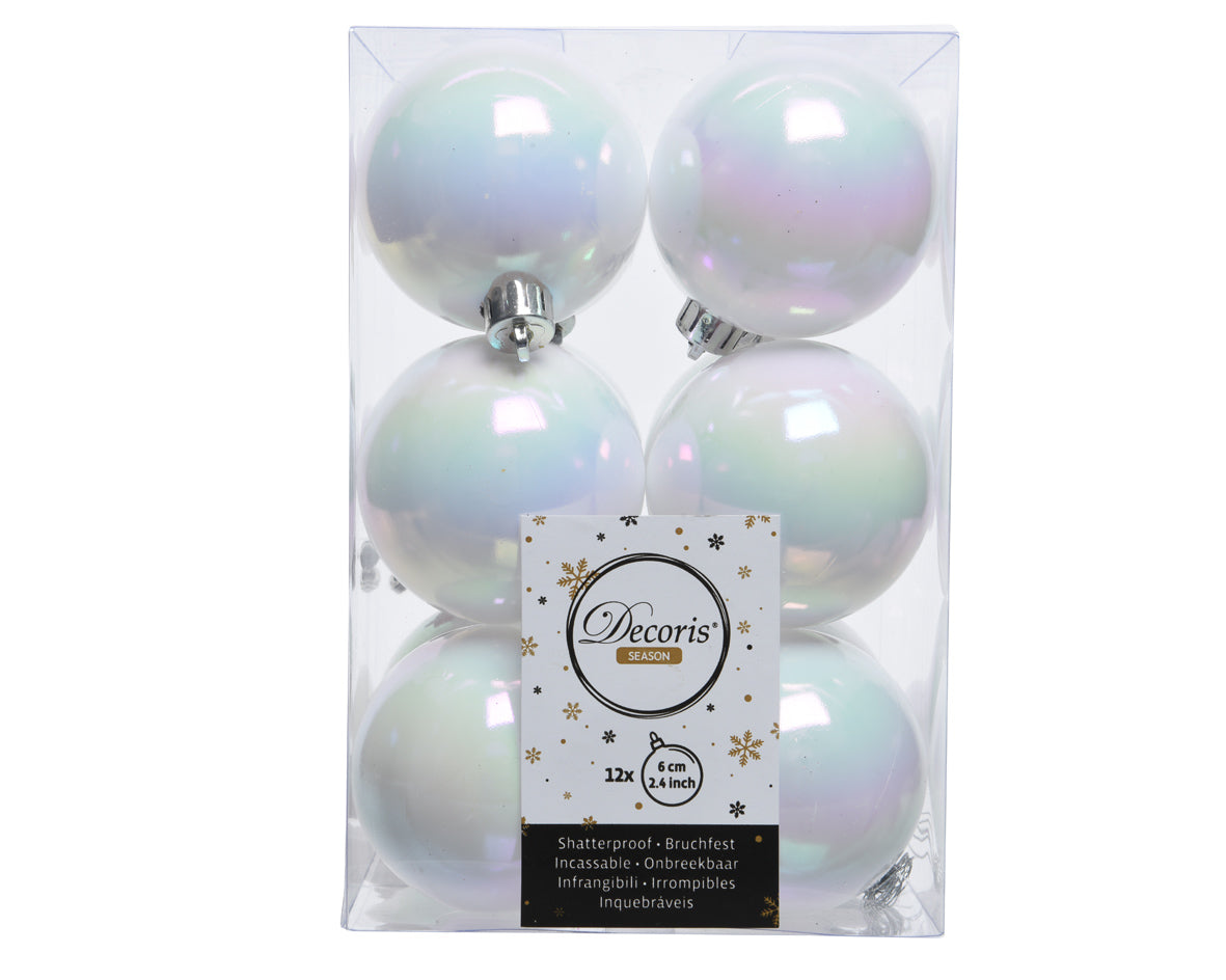 12 PALLINE 6 CM BIANCO LUCIDO