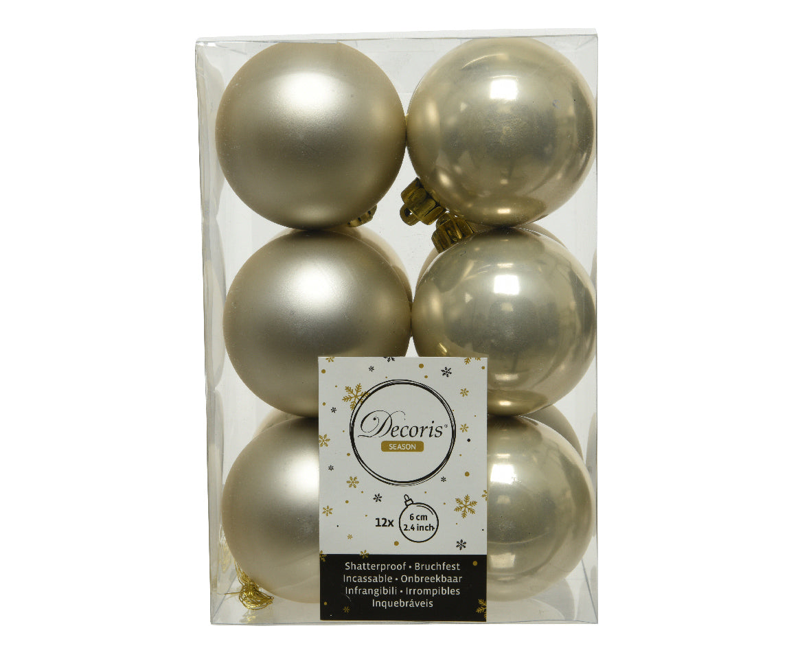 12 PALLINE 6 CM PERLA OPACO / LUCIDO
