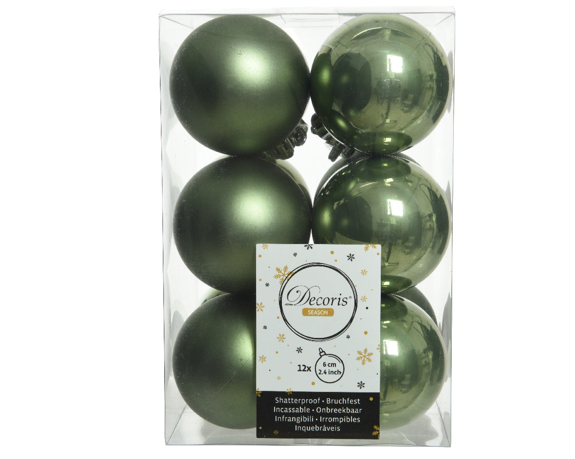 12 PALLINE D.6CM VERDE MUSCHIO