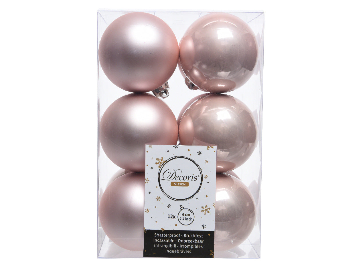 12 PALLINE 6 CM ROSA CIPRIA OPACO / LUCIDO
