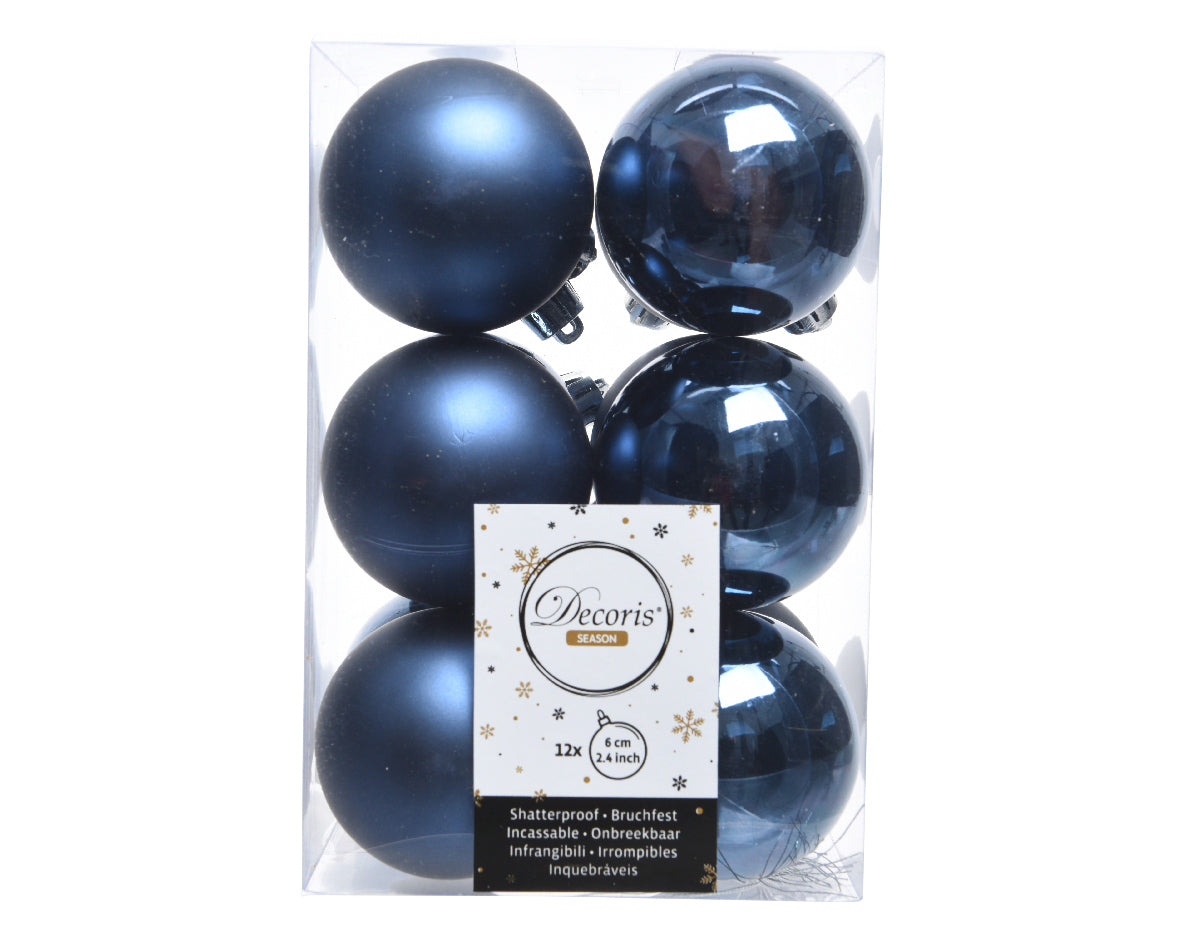 12 PALLINE DI NATALE BLU NOTTE 6CM