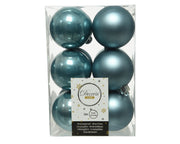 12 PALLINE DI NATALE 6 CM COLOR AZZURRO CIELO OPACO/LUCIDO