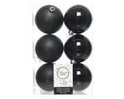 6 PALLINE DI NATALE 8 CM COLOR NERO OPACO/LUCIDO