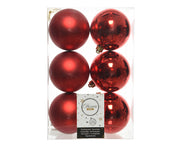 6 PALLINE 8 CM ROSSO OPACO/LUCIDO