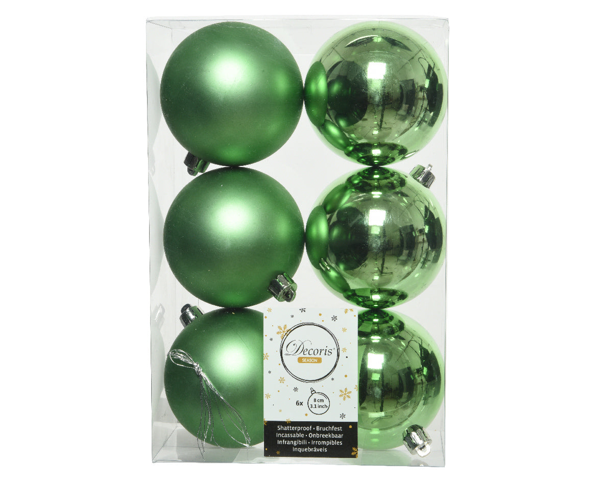 6 PALLINE D.8CM VERDE VISCHIO