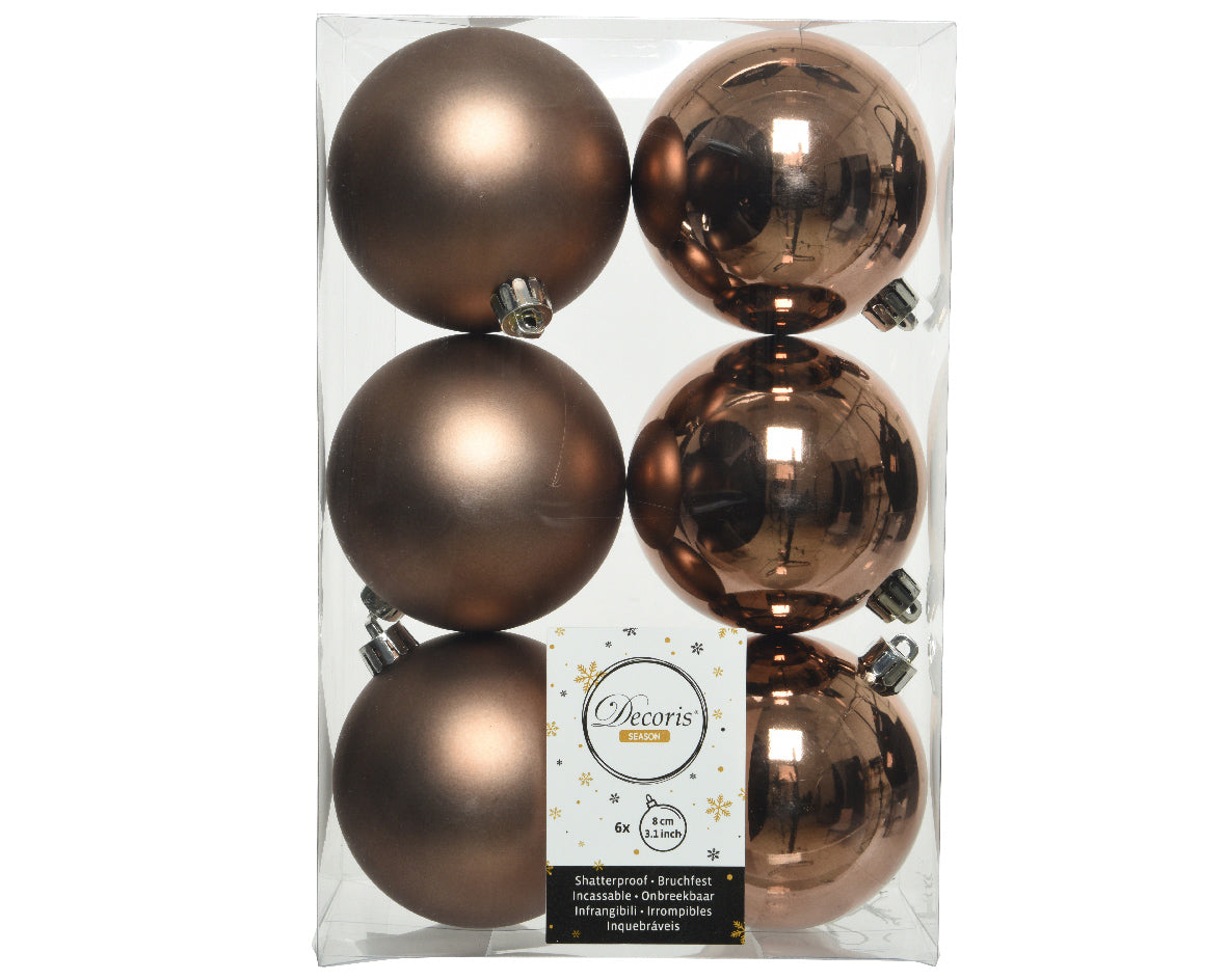 6 PALLINE D.8CM MARRONE