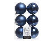 6 PALLINE DI NATALE BLU NOTTE 8CM
