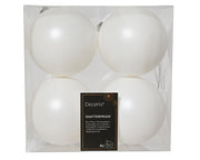Set 4 palline di natale infrangibili opache D 10 cm bianco invernale Peraga Christmas