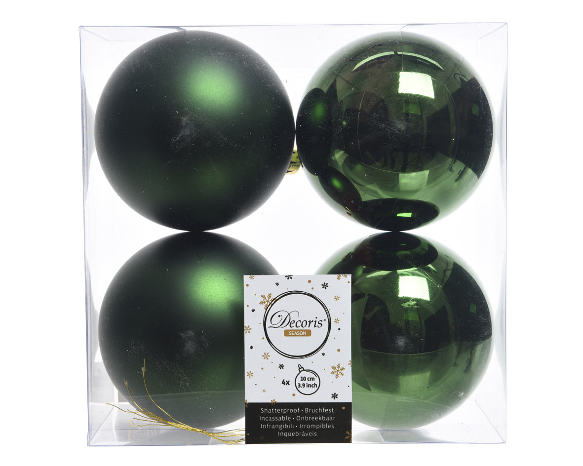4 PALLINE DI NATALE VERDE PINO 10CM