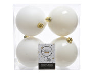 4 PALLINE 10CM BIANCO LANA OPACO/LUCIDO