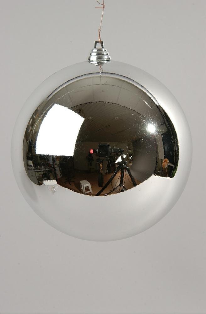OFFERTA 2 PALLINE DI NATALE ARGENTO LUCIDO 14CM