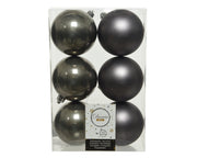 6 PALLINE DI NATALE GRIGIO TENUE 8CM