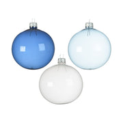 1 PALLINA IN VETRO TRASPARENTE BIANCO AZZURRO BLU ASSORTITO 8CM