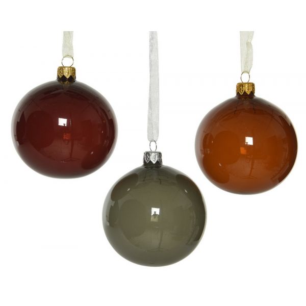 PALLINA DI NATALE IN VETRO TRASPARENTE FUMEE 8CM ASSORTITA
